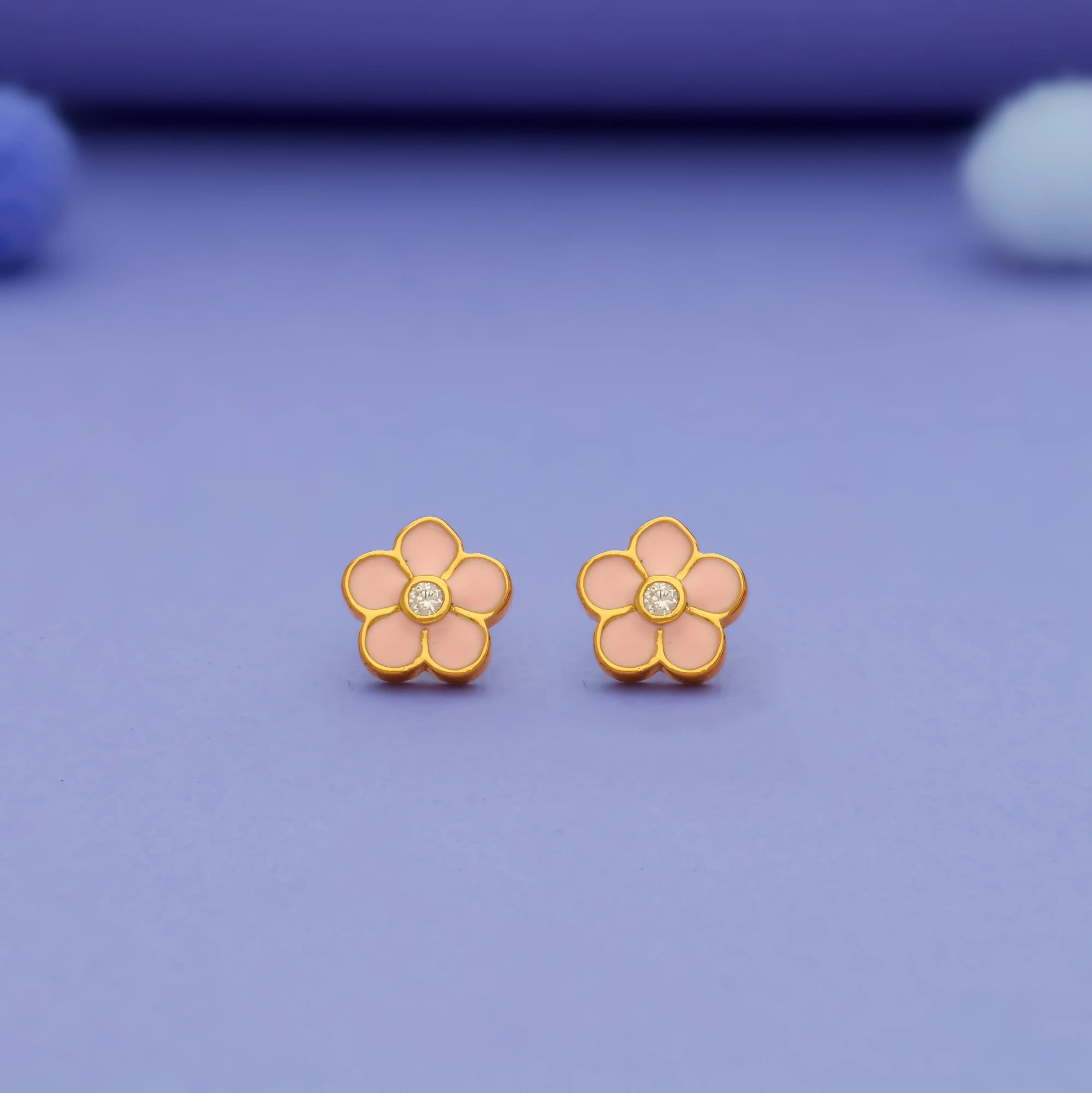 925 Silver Floral Kids Studs with Secure South Screw Back