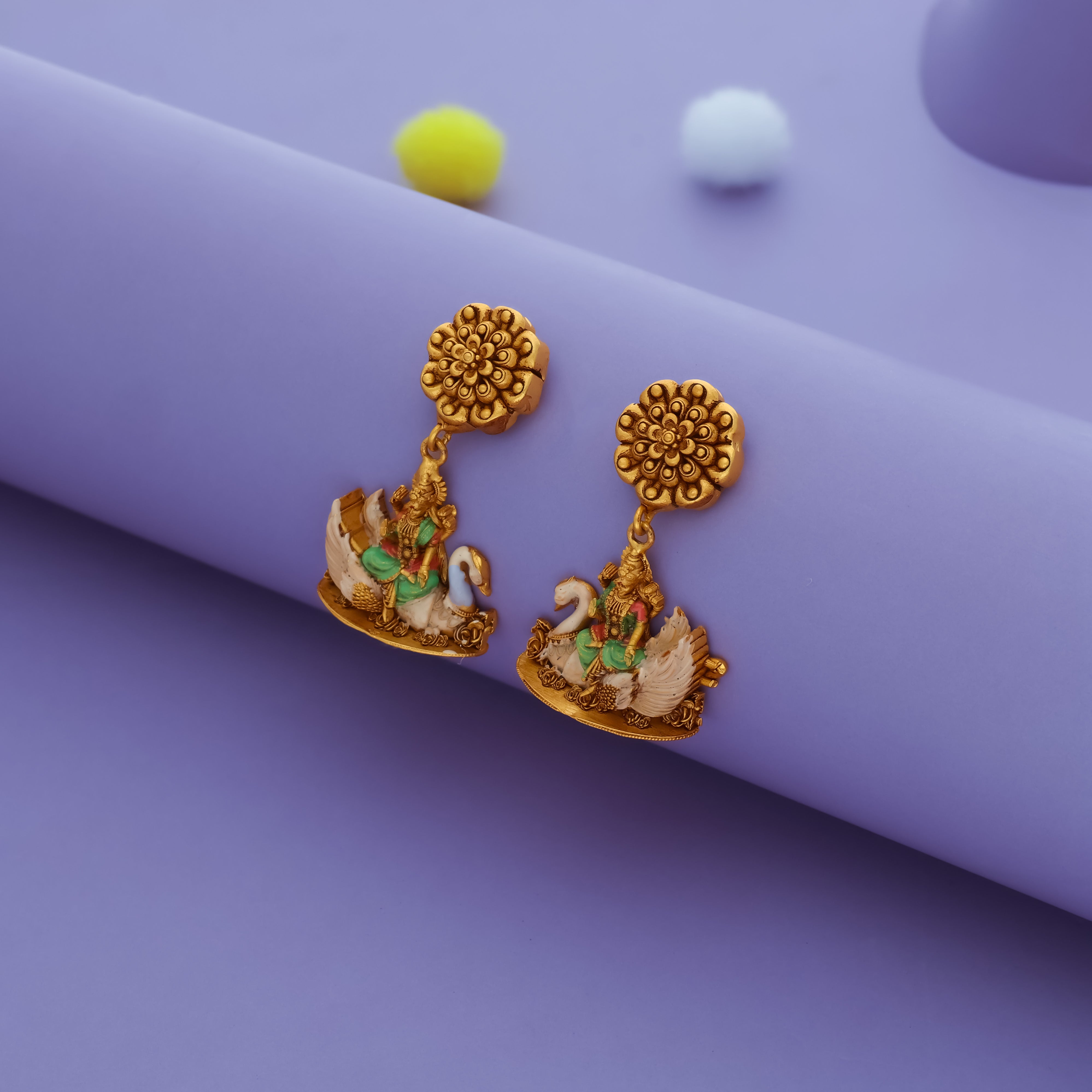Divine Swan 925 Sterling Silver Temple Jhumka