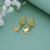 Dreamy Butterfly 18K Gold Polish Silver Hoop (5+ Yrs)