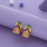 Dual Peacock Gold Polish 925 Silver Traditional Women Earring