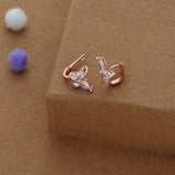 Elegance Wing Rose Gold Polish 925 Silver Women Hoop Earring