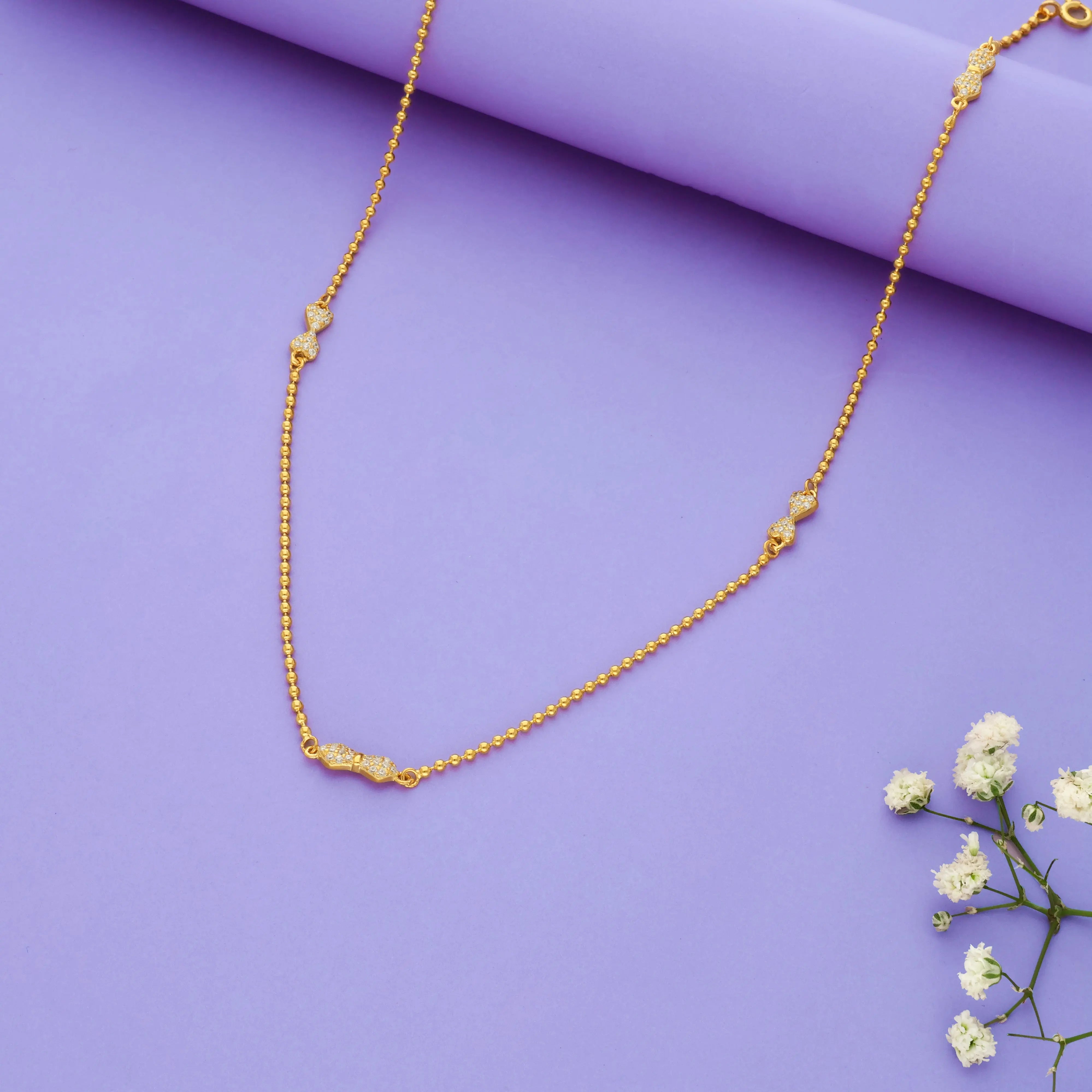 Elegant Bow Sparkle 925 Silver Chain Necklace