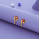 Elegant Petal Gold Polish 925 Silver Drop Earring