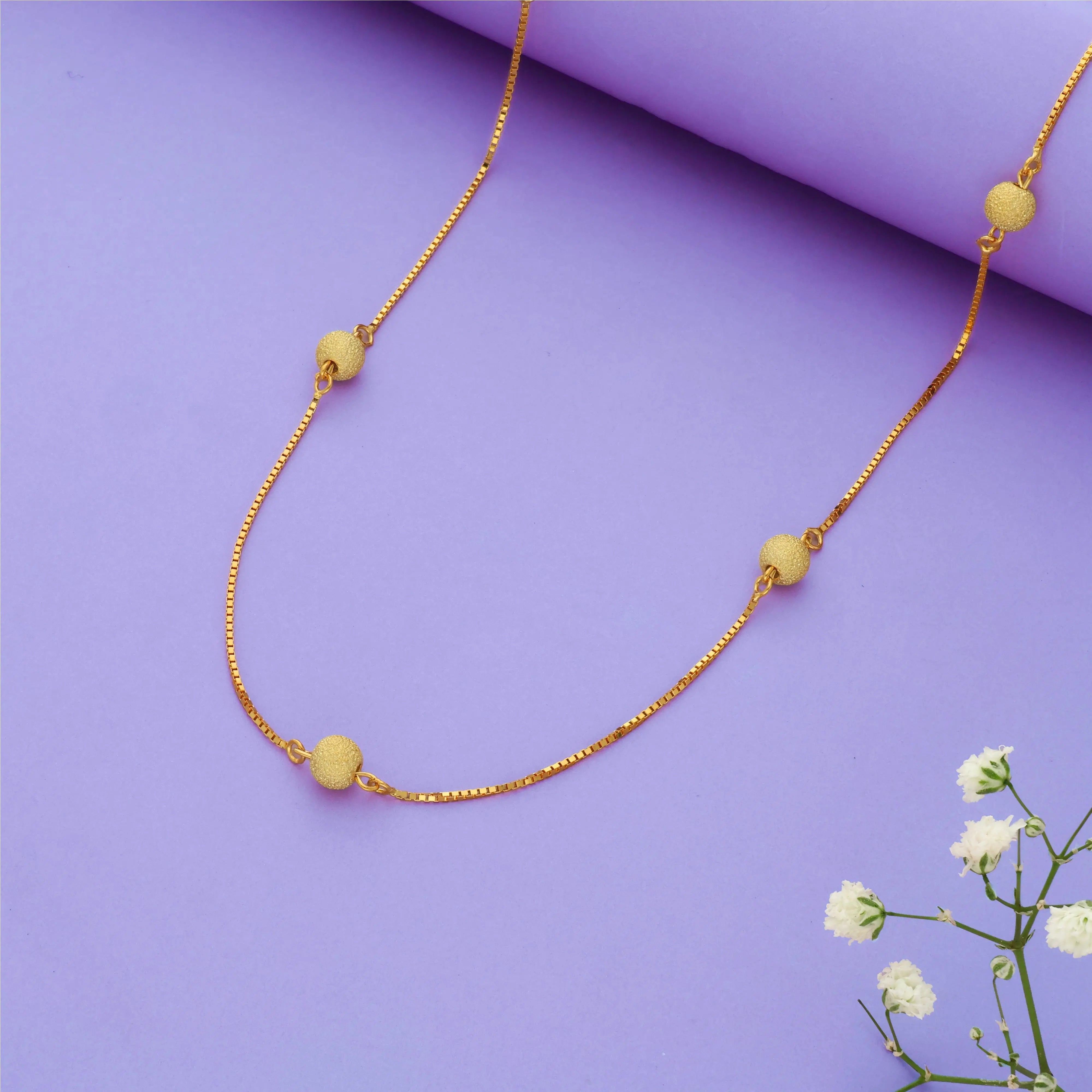 Elegant Bead 925 Sterling Silver Chain Necklace