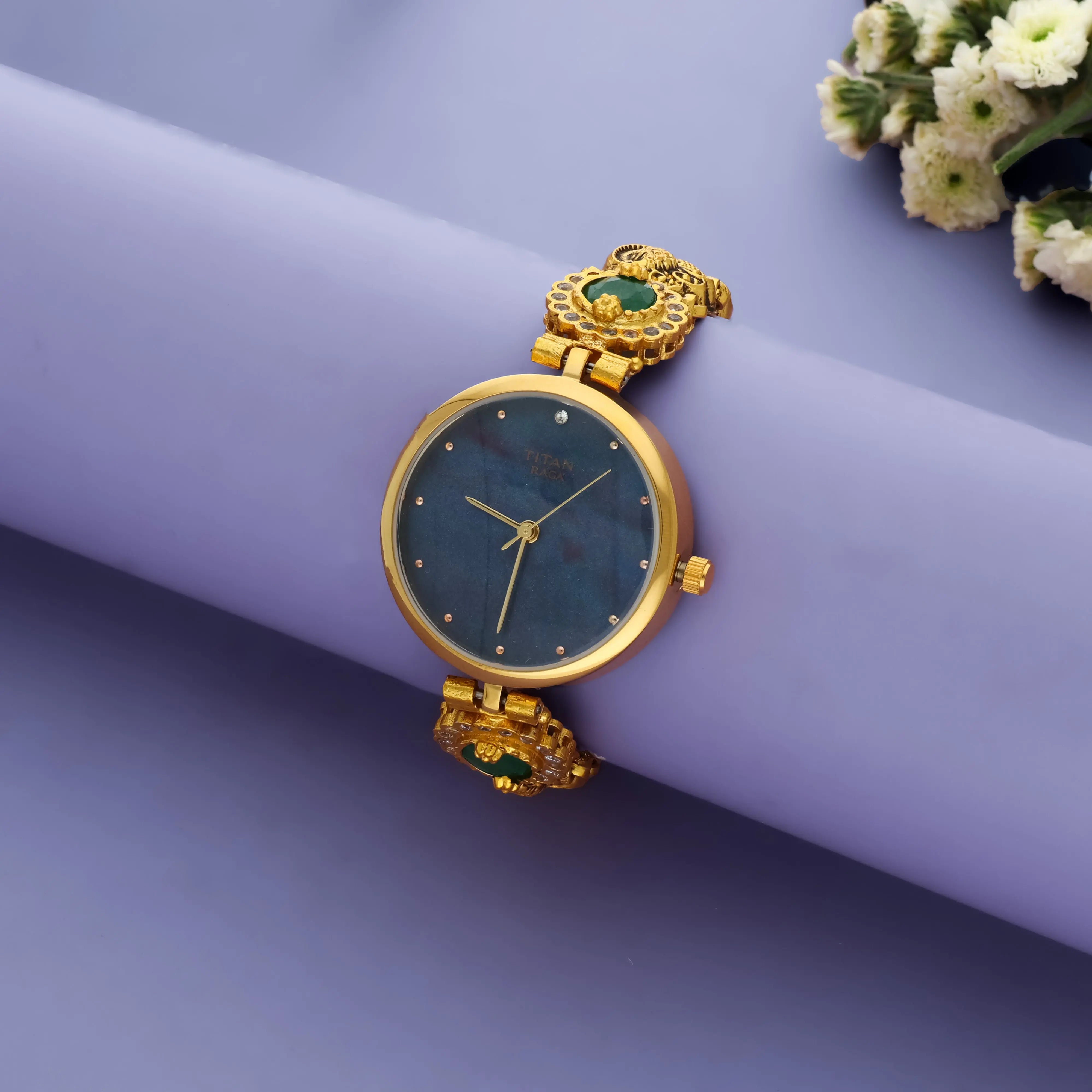 Emerald Mayur Pure Silver Traditional Watch for Women