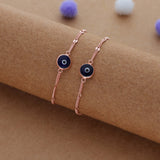 Evil Eye Rose Gold Polish Silver Anklet (0 - 1Yr)