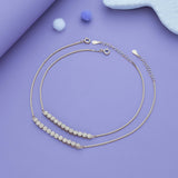 Floral Charm 925 Silver Anklet