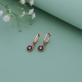 Floral Charm 18K Rose Gold Polish Silver Hoop (5+ Yrs)