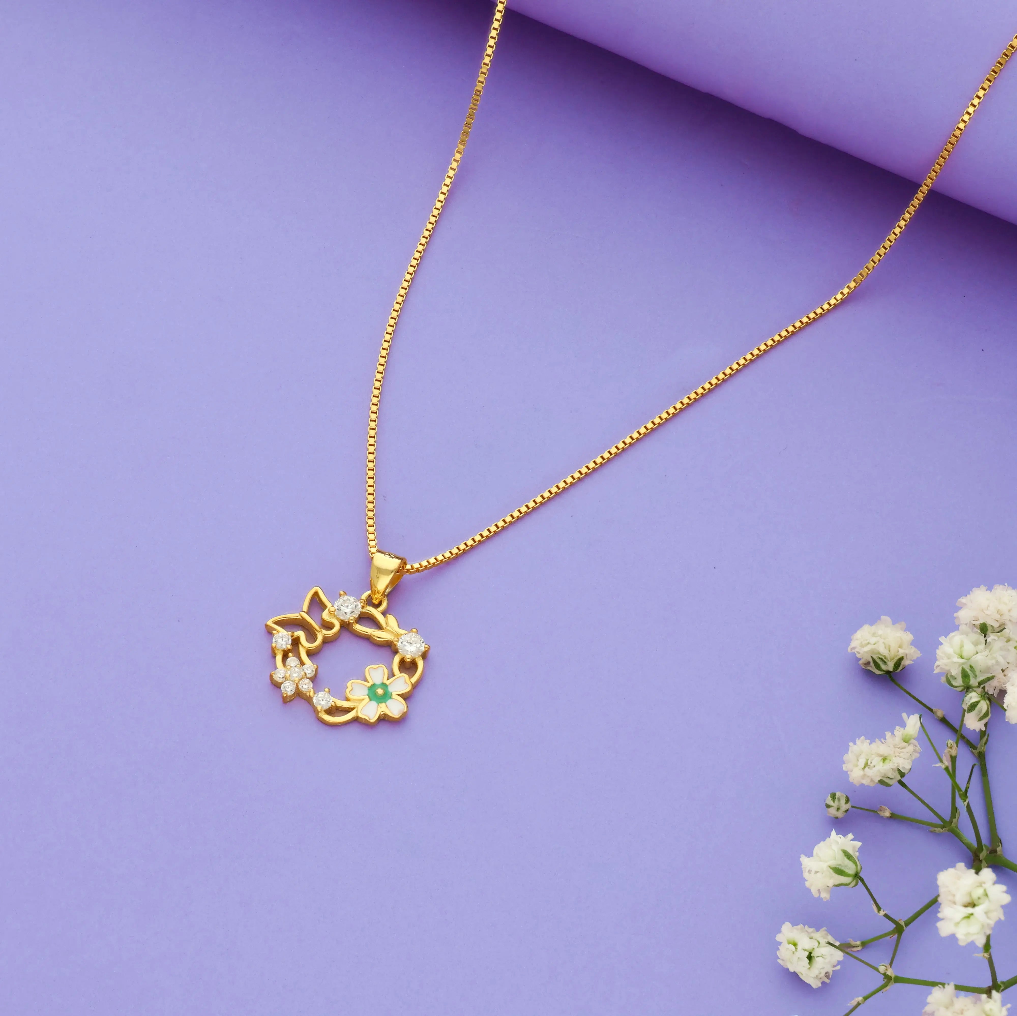 Floral Heart 925 Silver Chain Necklace
