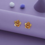 Floral Lakshmi Design Gold Polish 925 Silver Kid Earring