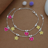 Floral Love Silver Anklet(3-6 Yrs)