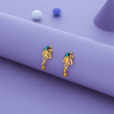 Floral Peacock Gold Polish 925 Silver Drop Earring