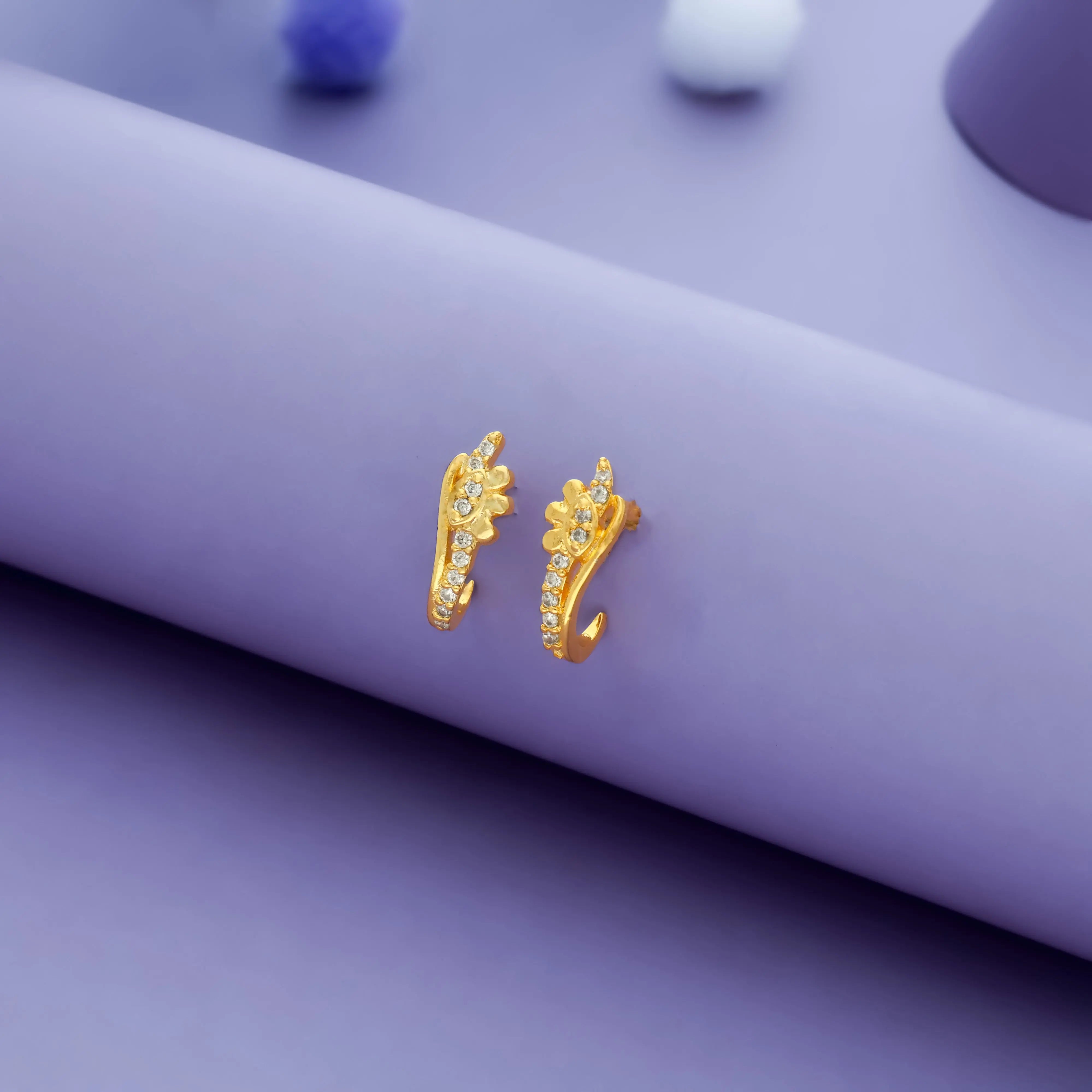 Floral Wave 925 Silver J-Type Earring