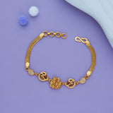Ganesha Kartikeya 925 Gold Polish Silver Bracelet