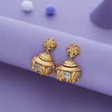 Goddess Temple Look Gold Polish 925 Silver Traditional Women Earring