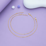 Gold Finish Sleek Chain 925 Silver Women Anklet