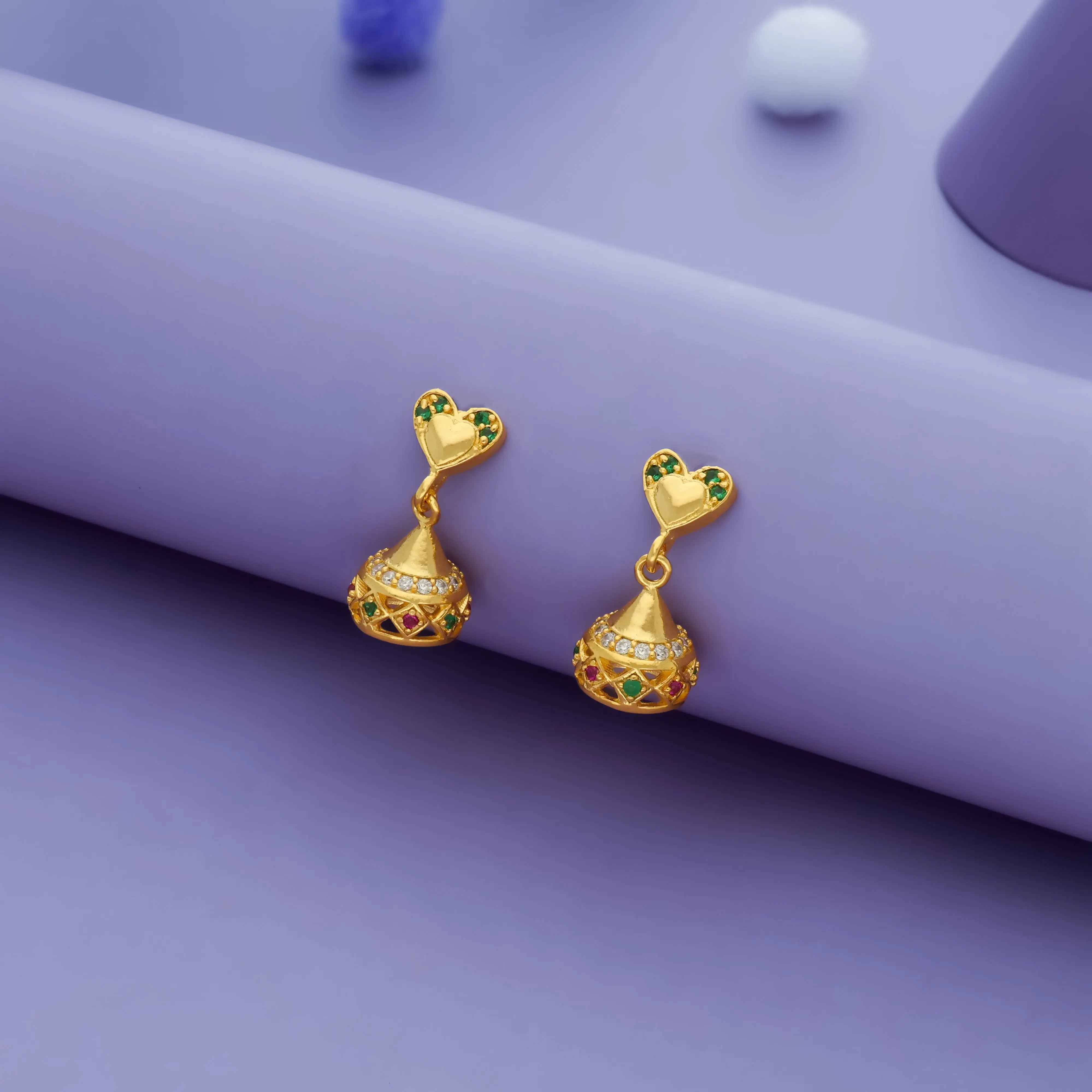 Gold Plated 925 Silver Premika Jhumkis for Kids