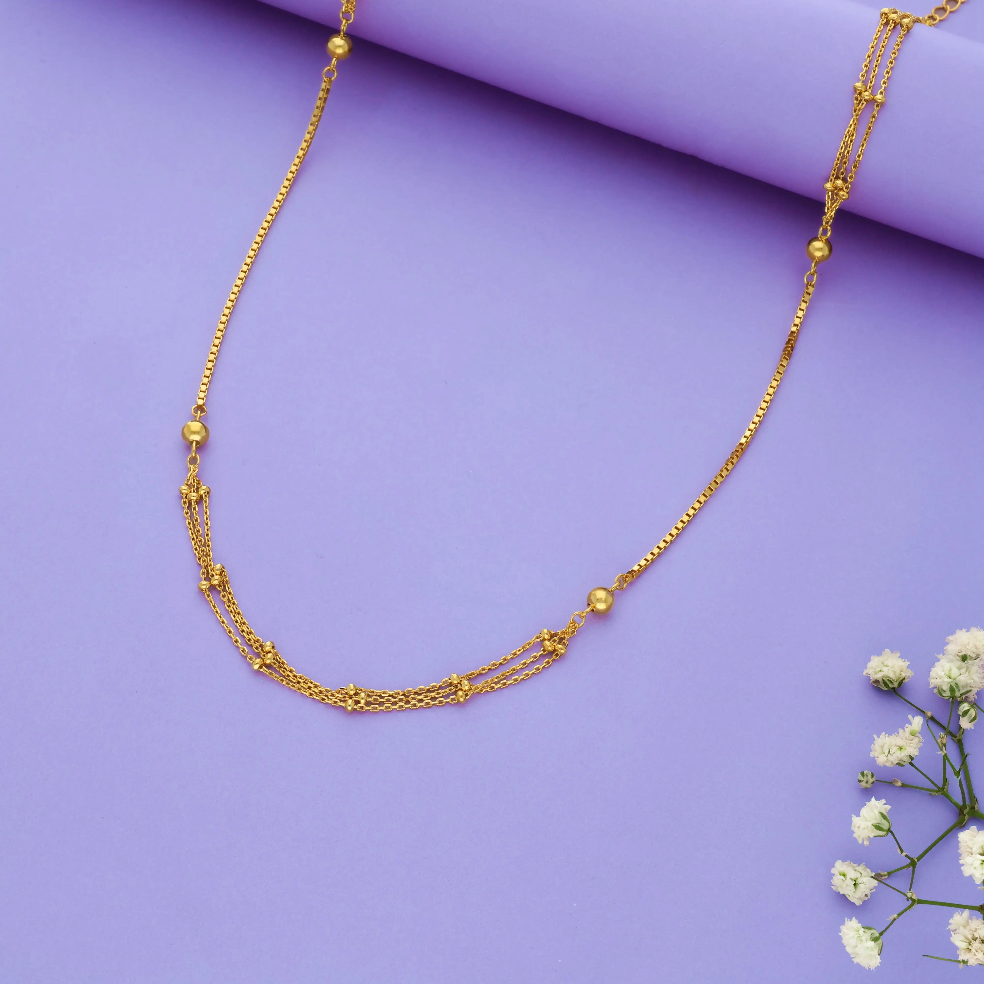 Golden Bead Grace 925 Silver Layered Necklace