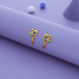 Golden Petal Heart Gold Polish 925 Silver Drop Earring