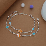 Grace Bloom Silver Anklet(3-6 Yrs)