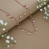 Graceful Hanging Stone Rose Gold Silver Necklace Set