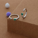 Green Harmony Adjustable 925 Silver Toering