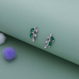 Green Leaf Branch 925 Silver Stud for Kids & Teen(8+ Yrs)