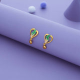 Green Petal Gold Polish 925 Silver Drop Earring