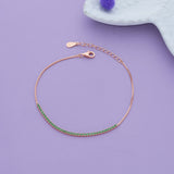 Awesome Green Stone Rose Gold Polish 925 Silver Bracelet