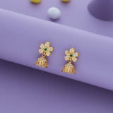 Green with White Stone 925 Gold Polish Silver Kid Drop Earring(6+ Yrs)