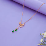 Green Ribbon Charm 925 Silver Necklace