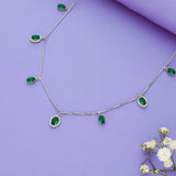 Green Emerald 925 Silver Charm Necklace