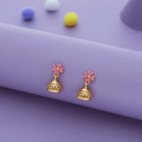 Gulabi Pushpa Traditional 925 Gold Polish Silver Kid Earring