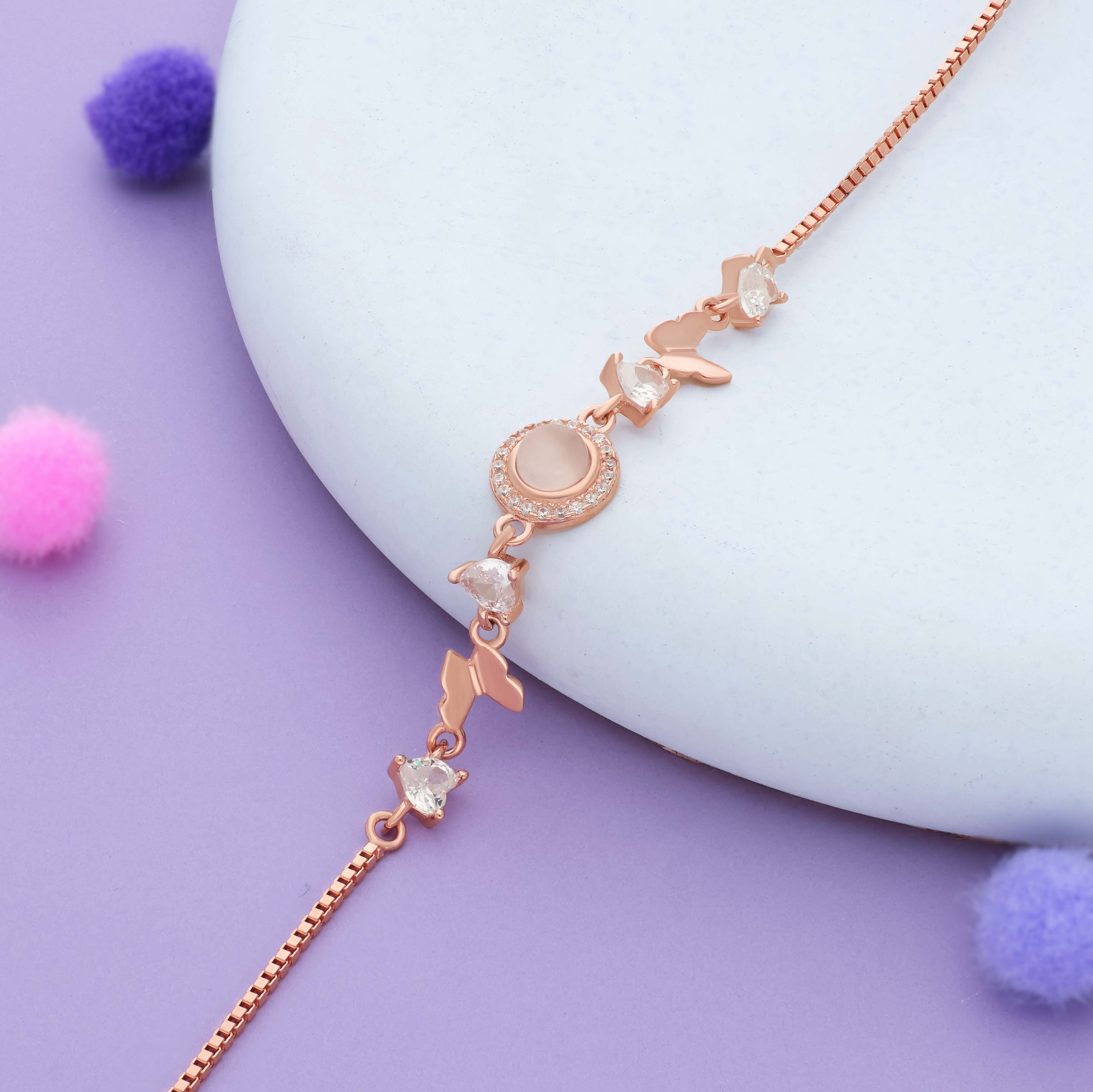 Halo Wings Rose Gold Polish 925 Silver Bracelet