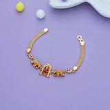 Hamsa Divine Goddess Gold Polish 925 Silver Kid Bracelet(10+ Yrs)