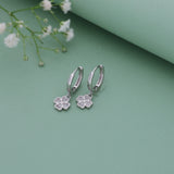 Floral Dazzle 18K Rose Gold Polish Silver Hoop Earrings