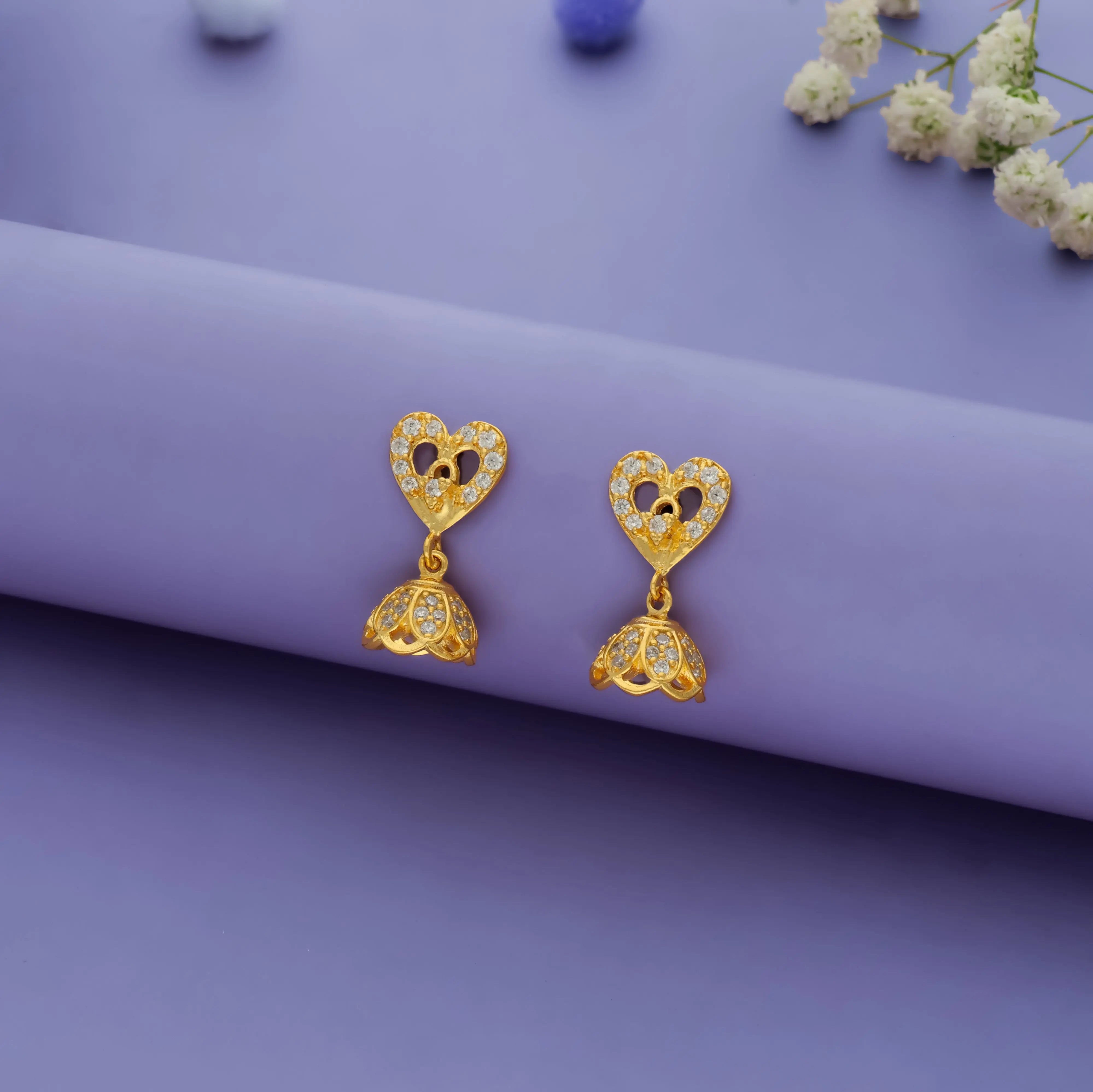 Heartfelt Sparkle 925 Silver Jhumka Earrings