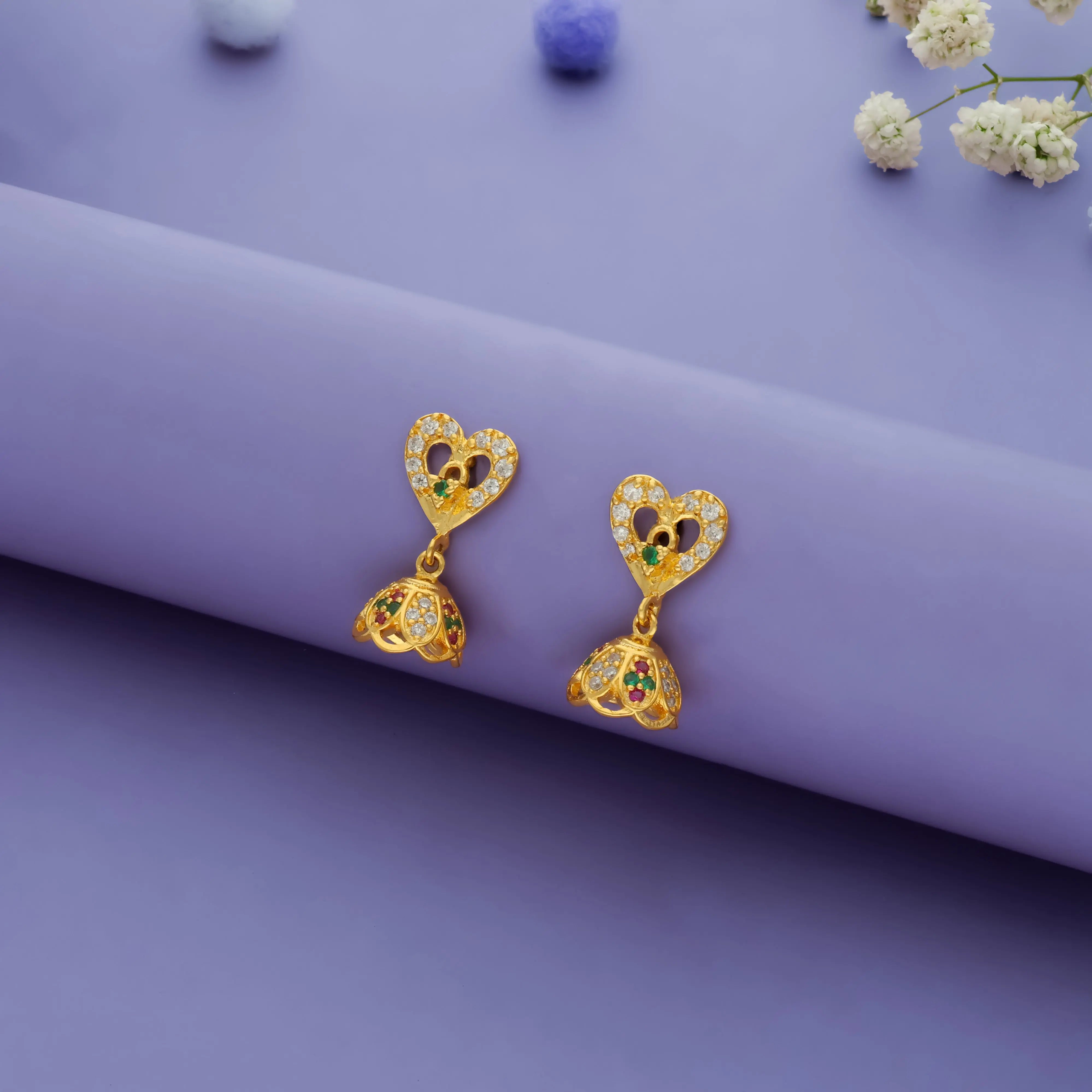 Heartfelt Sparkle 925 Silver Jhumka Earrings(10+ Yrs)