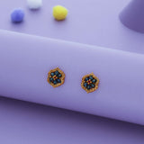 Indigo Mandala Gold Polish 925 Silver Traditional Women Earring