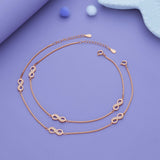 Infinity Charm Rose Gold Polish 925 Silver Women Anklet
