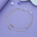 Infinity Crystal Charm 925 Silver Women Anklet
