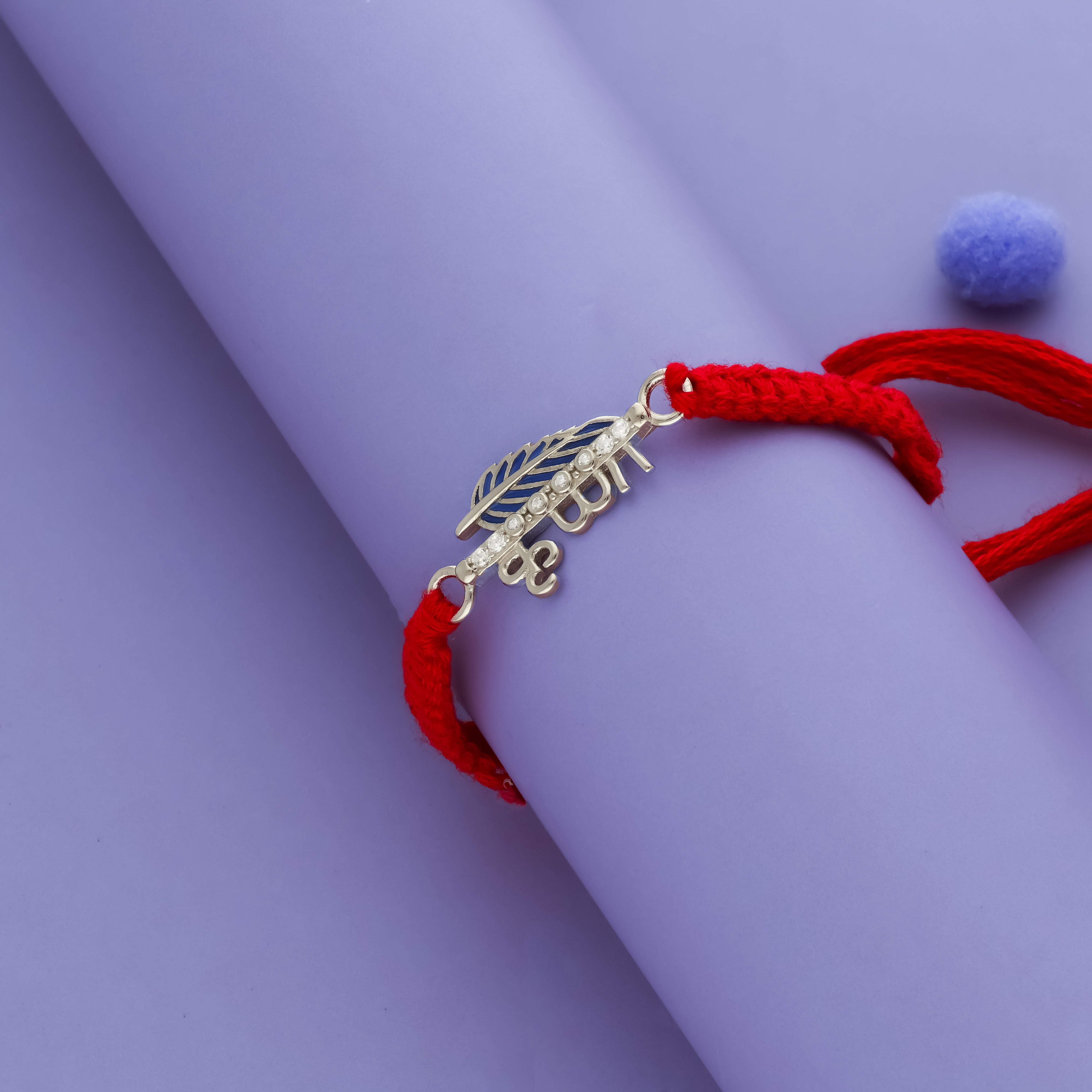Divine Krishna Leaf 925 Silver Rakhi