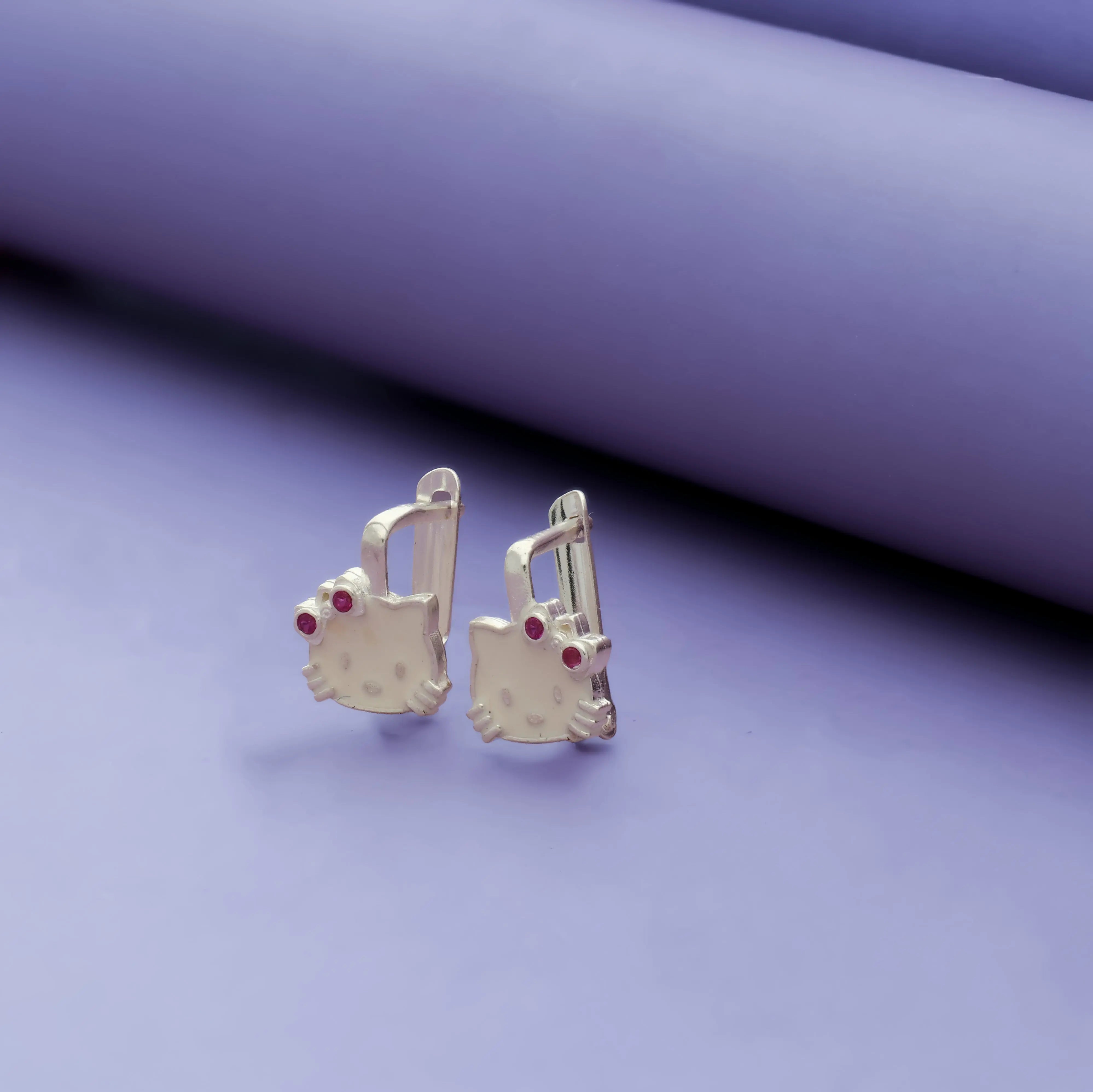 Kitty Bow 925 Silver Kid Hoop Earring (3+ Yrs)
