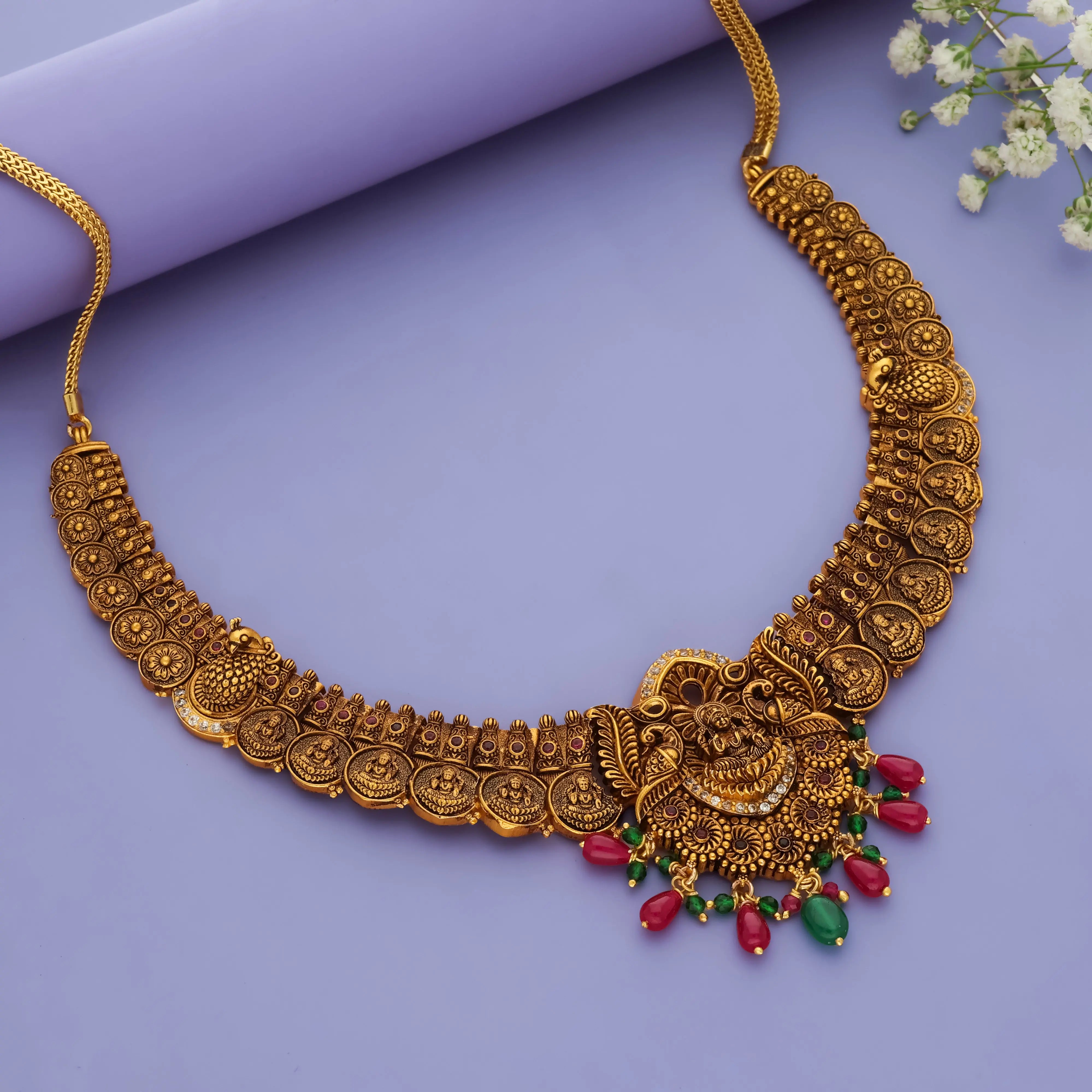 Lakshmi Kasu Mala 925 Silver Traditional Necklace