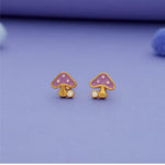 Lavender Fairy Mushroom 925 Silver Earrings