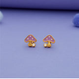 Lavender Fairy Mushroom 925 Silver Earrings