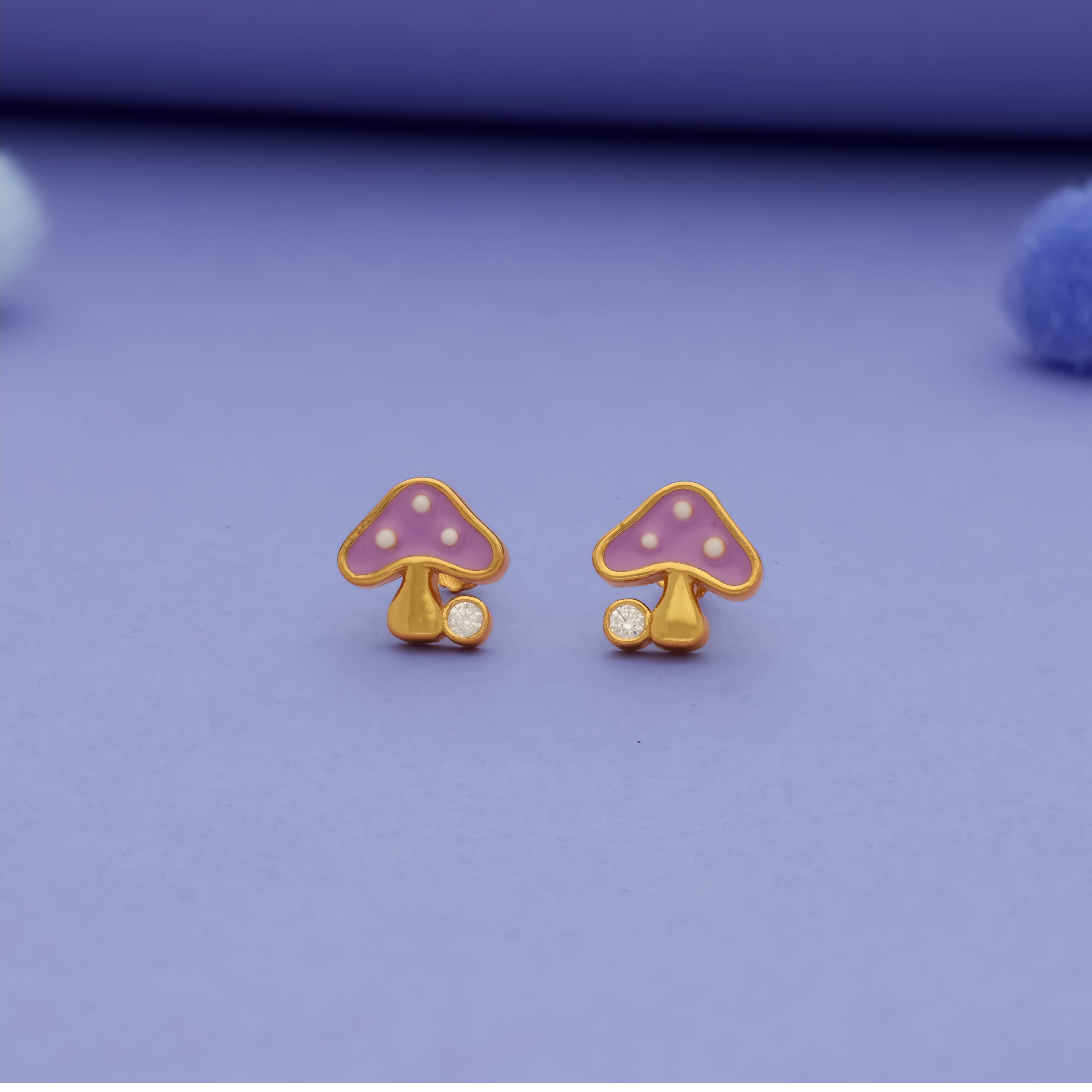 Lavender Fairy Mushroom 925 Silver Earrings