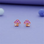 Lavender Fairy Mushroom 925 Silver Earrings