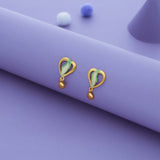Leafy Heart Gold Polish 925 Silver Drop Earring