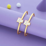 Little Kitty Gold Polish 925 Kid Silver Bangles (0-5 Yrs)